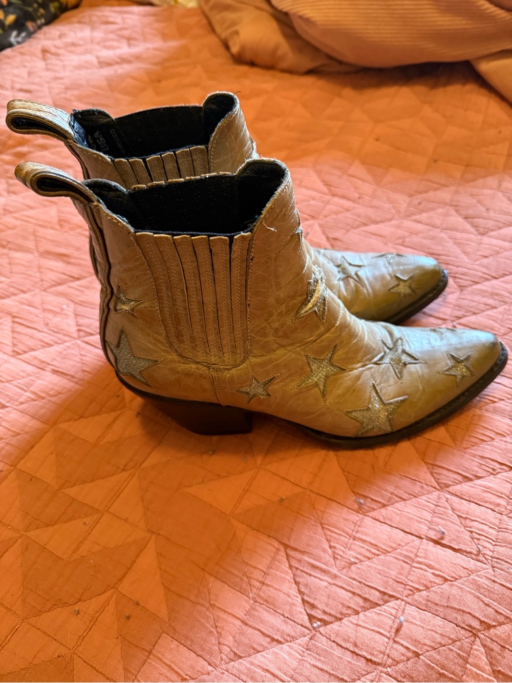 Leather star cowboy boots